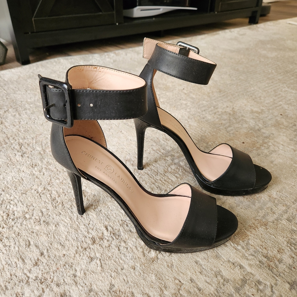 Chinese Laundry Black Ankle Strap Heels